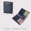 Wallets Handmade Sheep Skin Women Weave Leather Long Wallet Purse Men Bifold Knit With Card Slots