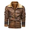 Men's Fur & Faux Winter Men Cashmere Leather Jacket Loose Lapel Wool Motorcycle Casual Fashion Thickening Warm Brown