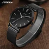 Sinobi Unisex Fashion Ultra Cienkie zegarki Proste Mężczyźni Biznes Ze Stali Nierdzewnej Mesh Belt Kwarcowy Zegarek Lady Clock Relogio Masculino Q0524