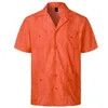 Chemise Guayabera cubaine à manches courtes pour hommes boutonnée en coton lin col à revers s mariage de plage de Style caribéen mexicain 210809