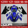 Yamaha Yzf R 1 1000 CC YZF-R1 YZF-1000 98-01 BODYWORK 82NO.148 YZF R1 YZFR1 98 99 00 01 1000CC YZF1000 1998 1999 2000 2001 OEM 페어링 키트 공장 블루 BLK