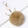 9 Colors Real Rabbit Fur Ball Keychains Soft Plush Alloy Deer Horn Keyring Car Keychain Bag Decoration Fashion Jewelry Accessories