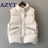 Azyt Cotton Down Женская Жилет Пальто Полоса Утолщение Зимний Без рукавов Женщина Мода Ветрозащитный Теплый Жилет для 211120