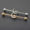 Brincos industriais de aço 14G Brincos industriais da lua cartilagem cartilagem Barbell Body Piercing Jóias para homens e mulheres