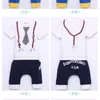 high quality 100% cotton spring-summer arrived casual sport tie children baby boy girl clothing sets 210615