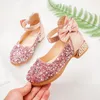 Tênis Skoex 2021 crianças meninas moda casual princesa sapatos glitter arcos Ballerina Slip-on Big Kids Wedding festa vestido sapato