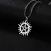 Skyrim Stainless Steel Shining Sun Pentagram Pendant Necklace Supernatural Dean Statement Box Chain Necklaces Jewelry Women Men Y0301