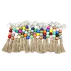 Cross-border foreign trade beaded wooden bead keychain personalized tassel pendant key ring multi-color optional