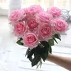 7 Pcs Real Touch Rose Branch Stem Latex Rose Hand Feel Felt Simulation Decorative Artificial Silicone Rose Flowers Home Wedding 211108