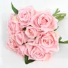 7cm 9heads Silk Rose Artificial Flowers Bouquet Fake Bride Christmas Wedding Home Party Decoration Y201020