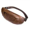 Bolsa de cinto masculina Genuine couro cintura pacote masculino fanny pack homem bolsa correndo sacos de quadril celular