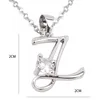 Pendentif Colliers Minimaliste Couleur Argent 4 A B X Z Lettre Nom Initiale Pour Femmes/Filles Long Grand Collier