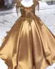 Gold Crystal Long Flower Girls Dress Pageant Dresses Beaded 2021 Niño Niño Ropa infantil Little Niños Vestidos de cumpleaños