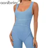Corset Detail Sleeveless Scoop Neck Women Knitted Rompers Skinny Short Jumpsuit Casual Fitness Playsuit Sportswear 210604
