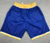 Vintage Just Don Basketball Shorts Michigan Wolverines College Pocket Pants Blue Yellow Mens Zipper Stitched Logo S-XXL