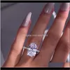 Ringe Jewelryins Top Verkauf Hochwertiger Luxusschmuck 925 Sterling Silber Oval Cut Weißer Topas Cz Diamant Frauen Hochzeit Verlobungsband Rin