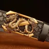 2021 nouveau Arrivel gaufrage rétro technologie ceintures pour hommes véritable ceinture en cuir de vachette avec motif Dragon boucle automatique X0726