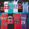 NCAA MJ 33 Scottie 91 Dennis Pijpen Rodman 15 Vince 23 Michaeljd Carter Retro 1995 1996 Ness Steitched Basketball Jerseys Z4