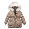 1 2 3 4 Years Girls Winter Warm Jacket Heavy Thick Plus Velvet Hooded Coat For Kids Children's Outdoor Travel Clothing 211204