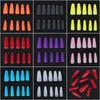 False Nails 24100 Pcs Solid Color Long Coffin Fake Art UV Acrylic Manicure Full Nail Tips Press On3320059