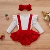 Baby Valentines Day Red Clothing Set Newborn Infant skirt suit Girl Knitted Ruffles Romper Bow Shorts autumn Clothes 20220224 H1