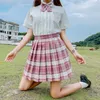 Yaz Kadın Mini Etekler Harajuku Kore Tarzı Moda Kızlar Için Sevimli Kawaii Etekler Yüksek Bel Ekose Pileli Etek Kadınlar 210303