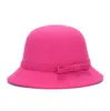 Epacket DHL ship Women's autumn and winter warm felt hat fashion elegant strip bow top hat DHLM010 Bell hat Cloches