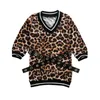 2019 Baby Girl Spring Leopard Sukienka Bawełniana Ubrania Dla Dzieci Dziewczyny Długie Rękaw Princess Suknie Dla Dzieci Kostium Q0716