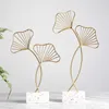 Kreativ gyllene blad hem dekoration tillbehör moderna blommor ornament miniatyr järn figurer trä kontor skrivbord dekoration 210811