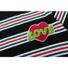 Miłość Heart Haft Stripe Tshirt Mężczyźni Kobiety Lato Oversized Męska Koszulka Streetwear Tee Koszulki Mężczyzna 210603