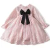 子供の秋の新しい女の子のプリンセススカート長袖レースボウドレス3〜8歳の甘いスカート