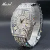 손목 시계 Missfox 진짜 큰 다이얼 반짝이는 얼음 아웃 다이아몬드 일본어- 남성을위한 브랜드 시계 사우디 아라비아 무료 배를 판매하는 사치