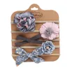 5pcs / set Flower Fabric Cloth Bow Print Baby Headband Elastic Nylon Hair Bands Nyfödda Fotografi Props Barn Tillbehör