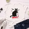 Karikatür kara kedi ne baskı tişört kadınlar rahat ter gevşek tişört kıyafetleri büyük boy yaz mürettebat üstleri basitlik kadınlar9067780