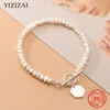 YIZIZAI Genuine 925 Sterling Silver Coreano Irregolare Esagono Braccialetto di Perle Donne Francesi Fidanzamento Moda Glamour Gioielli