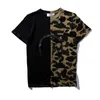 2022 Heren T-shirts Losse Casual Shark Print Camouflage Tees Mode Ademend Dames T-shirt Verschillende Kleur 21 Styles259W