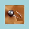 Solitaire Ring Ringar Smycken 10mm Tahitian Black Shell Pearl Öppning Justerbar Kvinna 925 Sier 2366 Drop Leverans 2021 NQJTM