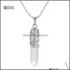 & Pendants Pendant Necklaces Women Boho Vintage Natural Quartz Crystal Chakra Healing Point Necklace Jewelry Long Men Drop Delivery 2021 Poi