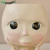 Vaso de cabeça humana de arte nórdica face panela boneca de boneca de pátios de resina fofa decoração de casa suculenta forma de plantador y200709