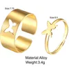 17KM Trendy Gold Butterfly For Women Men Lover Couple Set Friendship Engagement Wedding Open Rings 2021 Jewelry