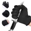 Gants de sécurité anti-coupure haute résistance à la taille 5 Cuisine de protection pour la viande de poisson Couper de la viande de poisson Fils en acier noir Mesh Boucherie Travail SC024