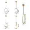 Messing hanglampen Noordse zwarte metalen ring glazen kogel led hangende lamp eenvoudige bar eetkamer slaapkamer lichtbevolking