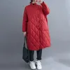 Höst Vinter Kvinnor Lång jacka Stor Storlek Quilted Warm Lady Lightweight Coat Oversize Puffer Parkas Wadded Down 211013