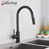 Matte Zwarte Keukenkraan Trekt Keukengootsteen Kraan Enkele Handvat Kraan 360 Graden Roterende Sink Mixer Keuken TAP 211108