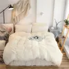 Sängkläder sätter vinter förtjockas långt hår mink fleece säng säng kjort kudde caseduvet cover flanell sammet sängkläder linne