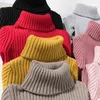 Girls Sweaters Turtleneck Solid Color Knitting Sweater Autumn Children Clothing White Pullover Kids Tops 2t 3 4t 8 12 13 Years 211104
