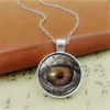 Retro Dragon eye time gemstone necklace silver bronze glass cabochon pendant necklaces for women men children fashion jewelry