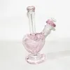 9 inch hartvorm glazen bong roze kleur waterpijp dab olie rigs waterleidingen met 14mm glazen schuif kom stuk quartz banger nagels