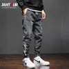 Baggy męskie Cargo Dżinsy Moda KPOP Ubrania Harlan Jeans Streetwear Harajuku Spodnie Joggers Elastyczne Dżinsy Talii Mężczyzna 211011