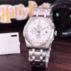 Relojes de pulsera automáticos para hombres, mesa de acero inoxidable, seis puntadas, fechas automáticas, máquina multifunción, pulsera de banda de cristal de zafiro, 42 mm, correa de estilo lujoso.